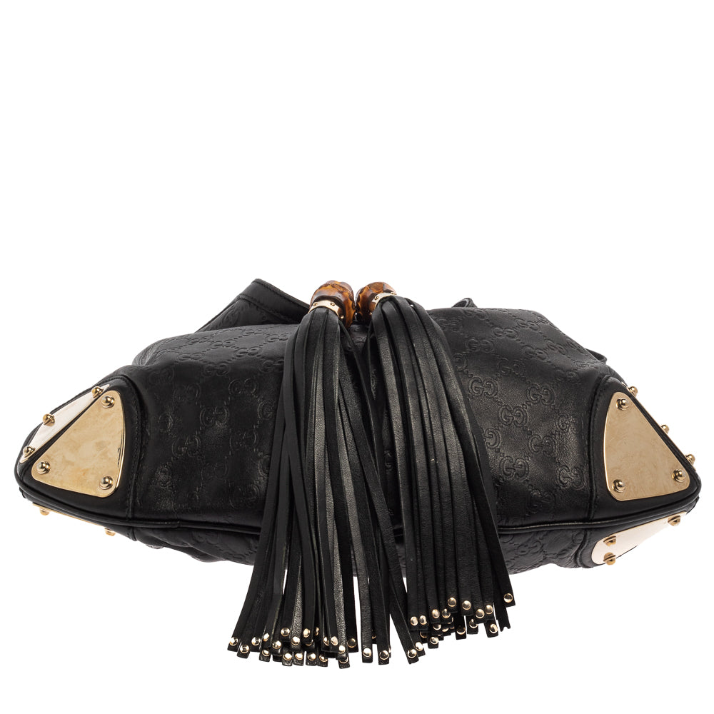 Gucci Black Guccissima Leather Medium Babouska Indy Hobo