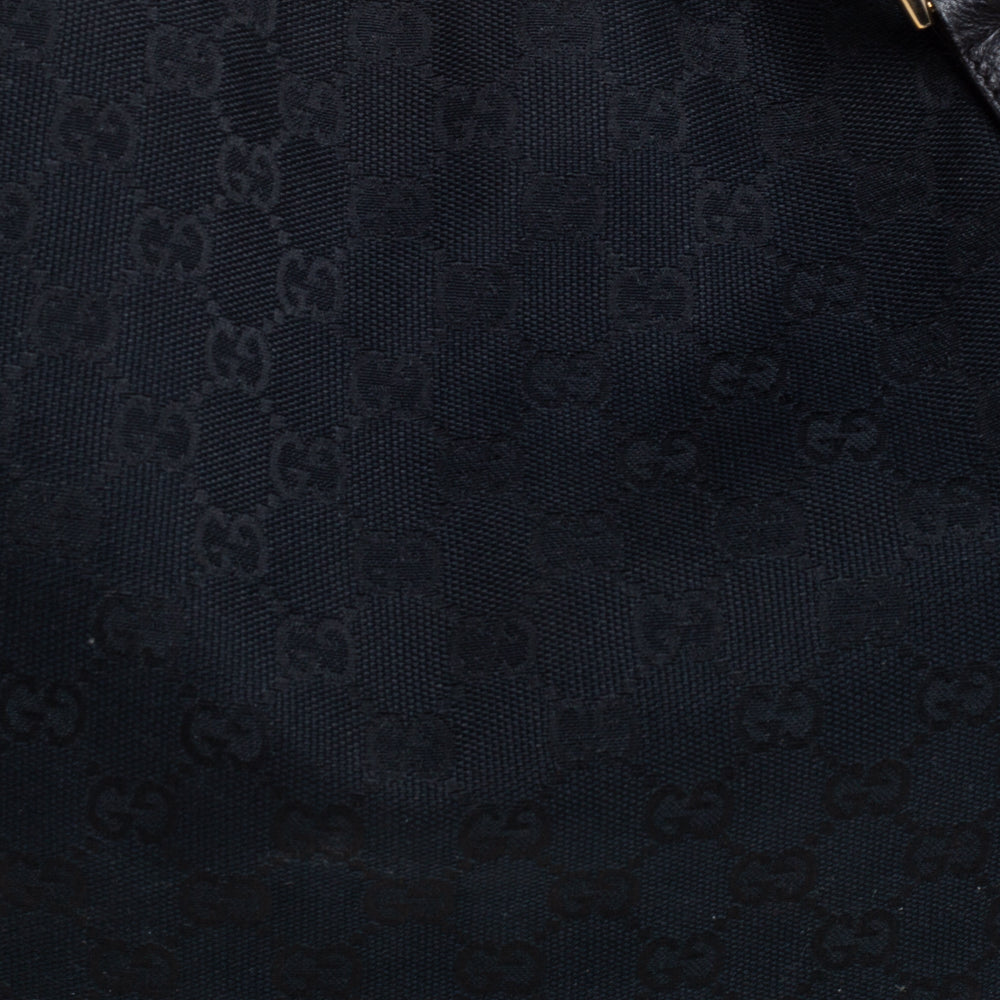 Gucci Black GG Canvas and Leather Abbey Hobo