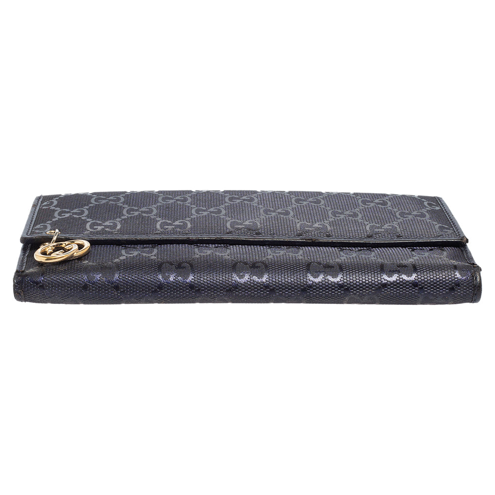Gucci Blue GG Imprime Canvas Continental Wallet