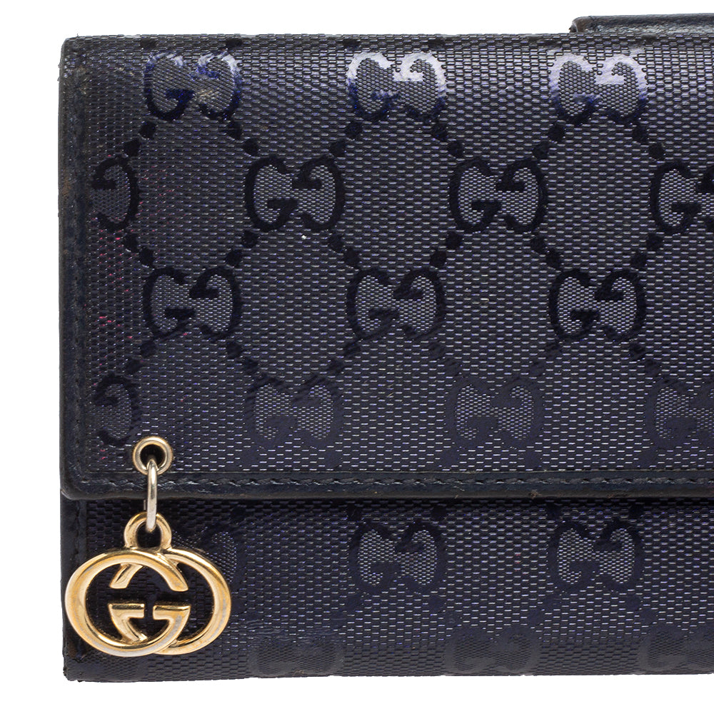 Gucci Blue GG Imprime Canvas Continental Wallet