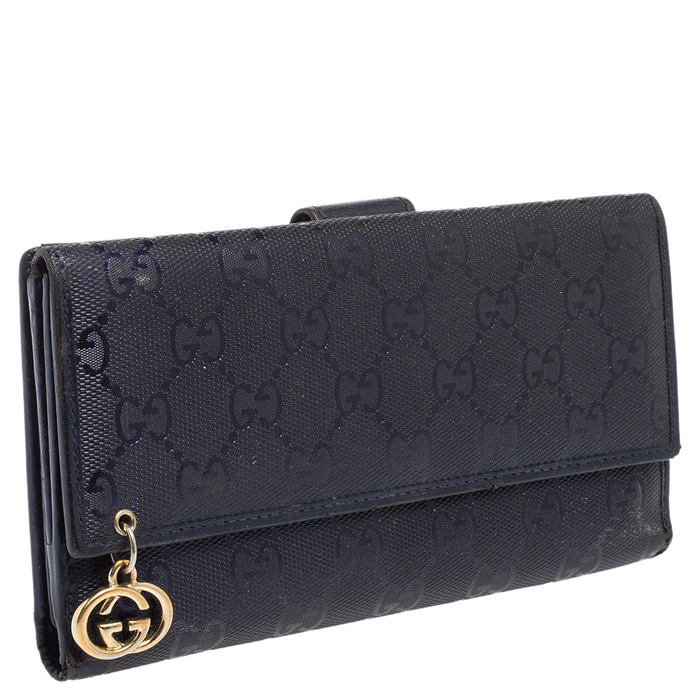 Gucci Blue GG Imprime Canvas Continental Wallet