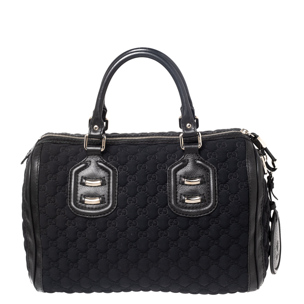 Gucci Black GG Neoprene and Leather Medium Joy Boston Bag