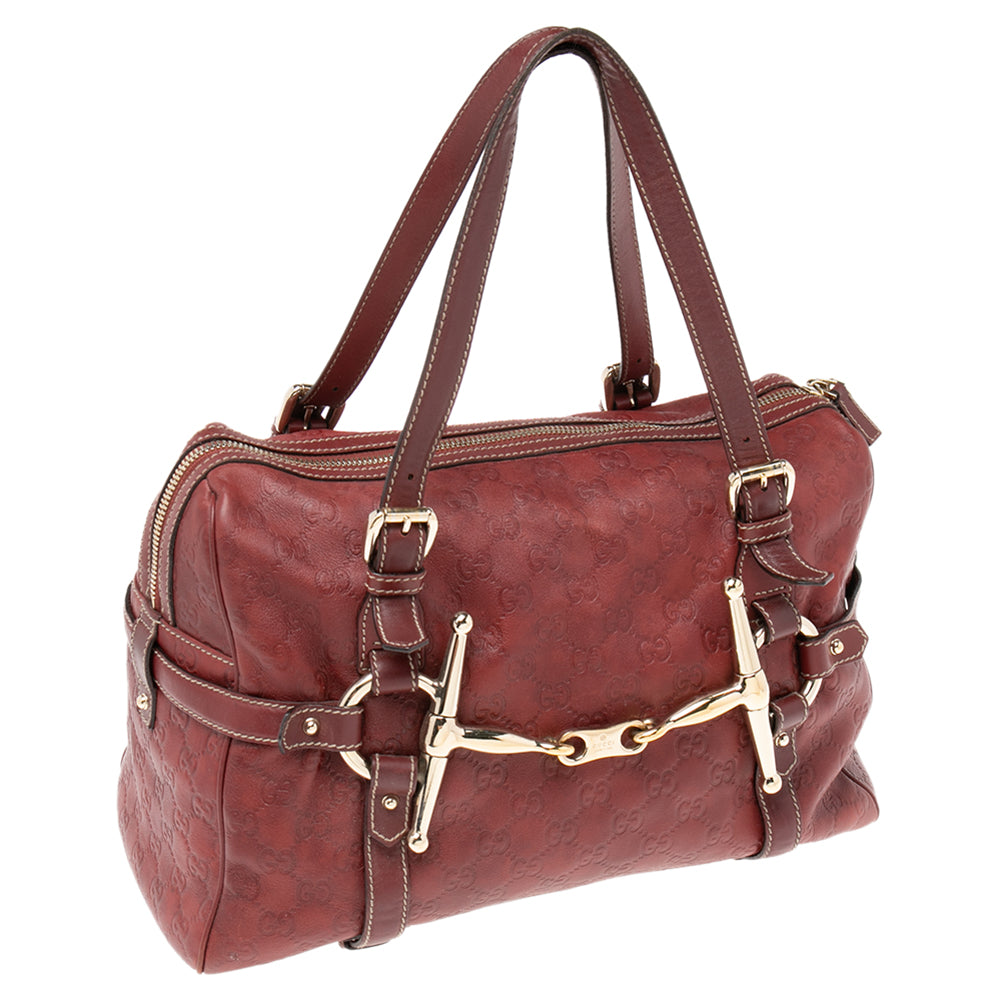Gucci Red Guccissima Leather 85th Anniversary Medium Boston Bag