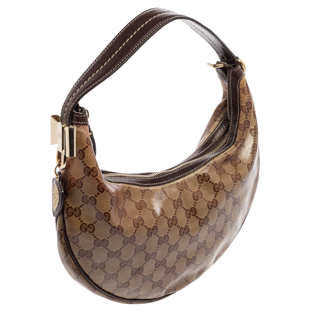 Gucci Brown GG Crystal Coated Canvas Duchessa Hobo Bag