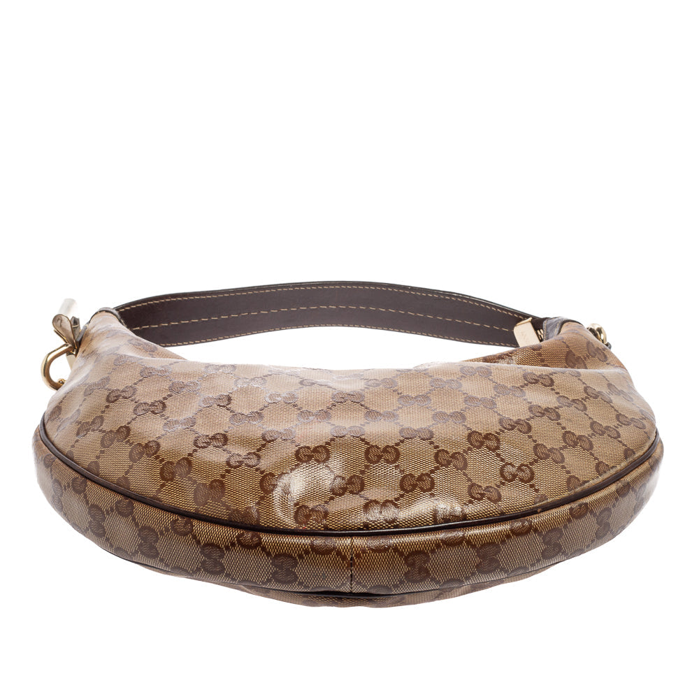Gucci Brown GG Crystal Coated Canvas Duchessa Hobo Bag