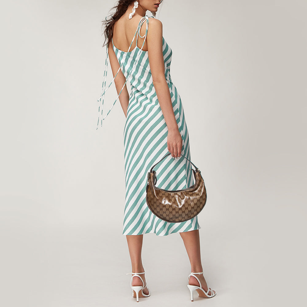 Gucci Brown GG Crystal Coated Canvas Duchessa Hobo Bag