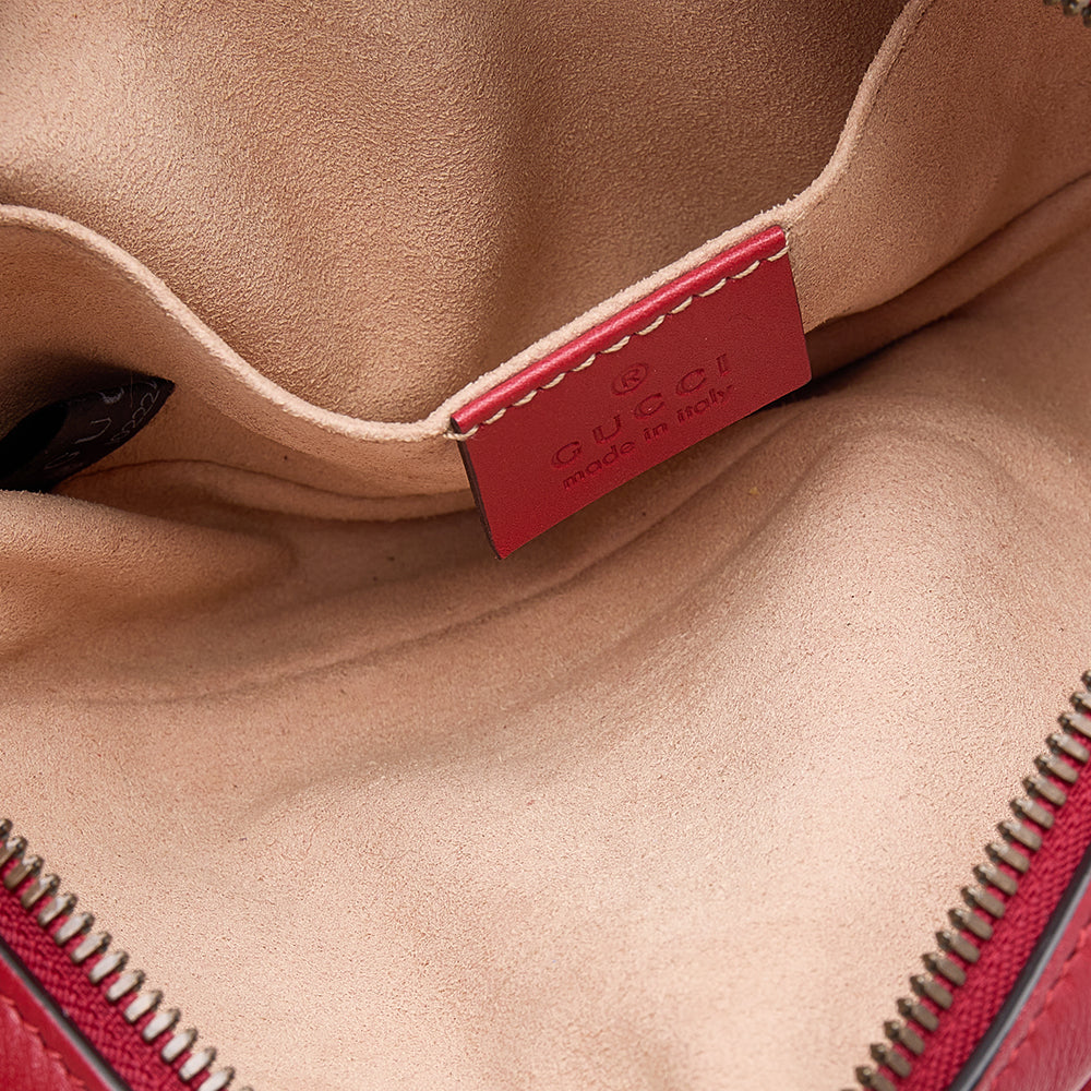 Gucci Red Matelasse Leather GG Marmont Belt Bag