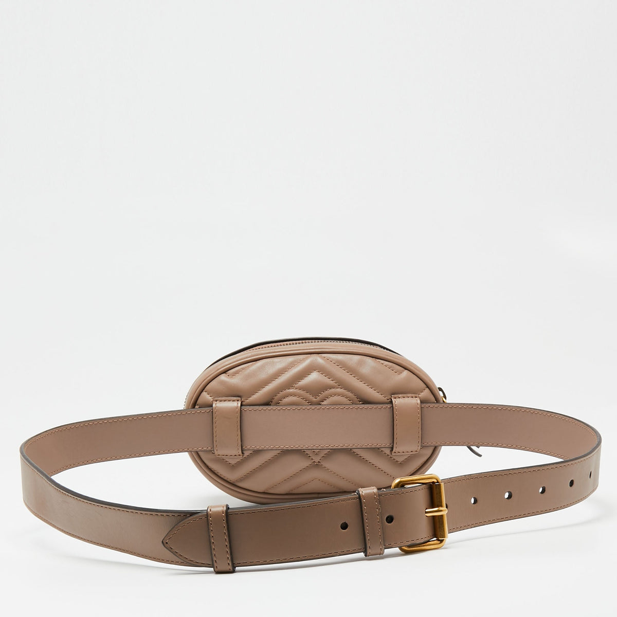 Gucci Beige Matelasse Leather GG Marmont Belt Bag