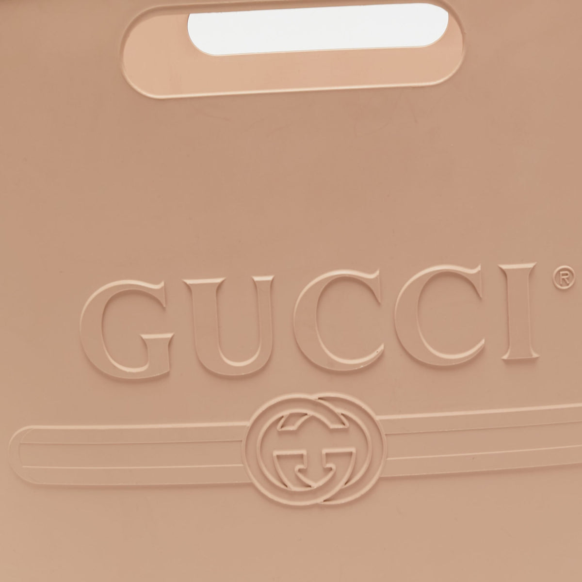 Gucci Beige Rubber Logo Cut Out Handle Tote