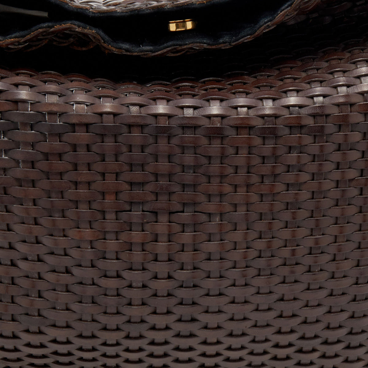 Gucci Dark Brown Woven Leather Bamboo Handle Tote