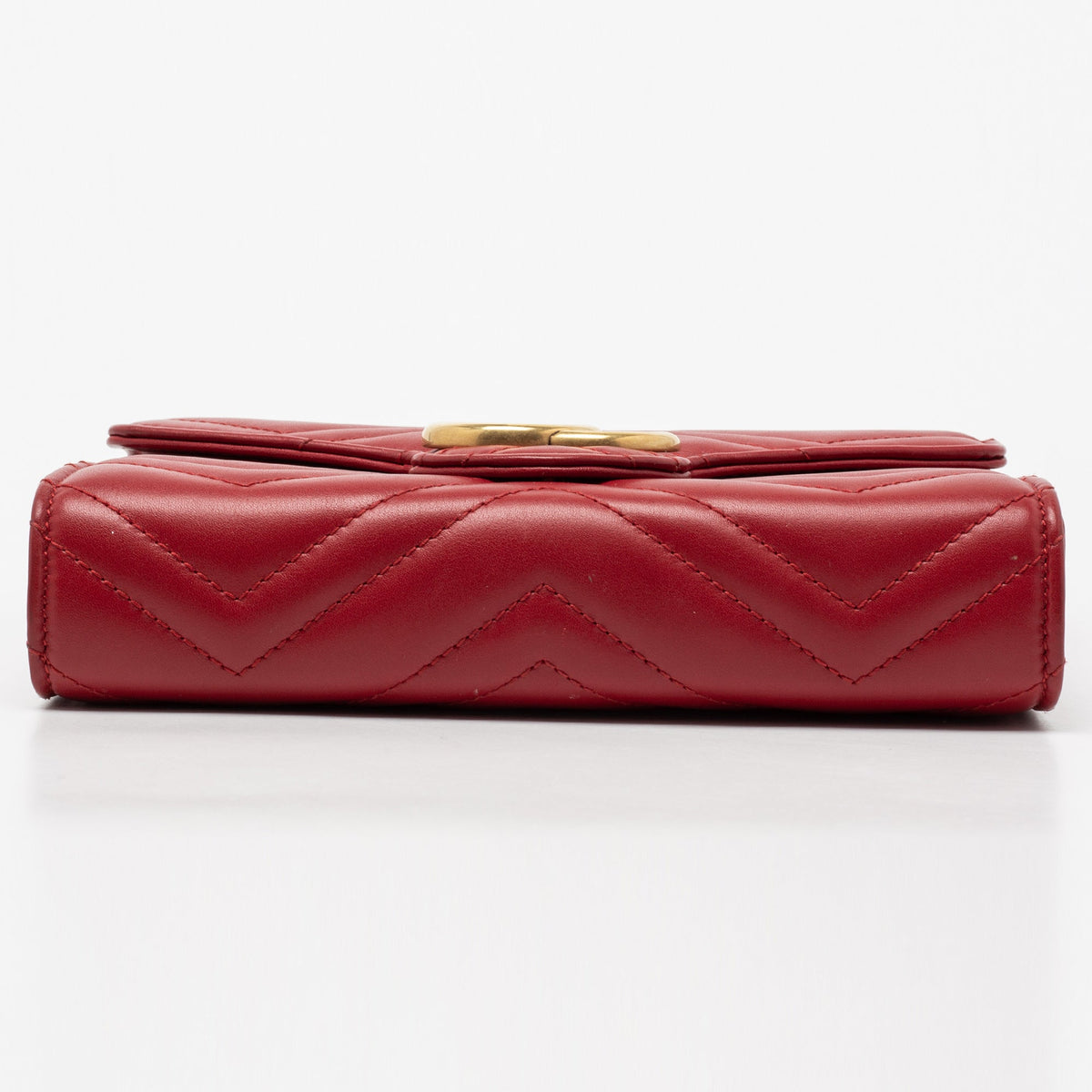 Gucci Red Matelasse Leather GG Marmont Wallet On Chain