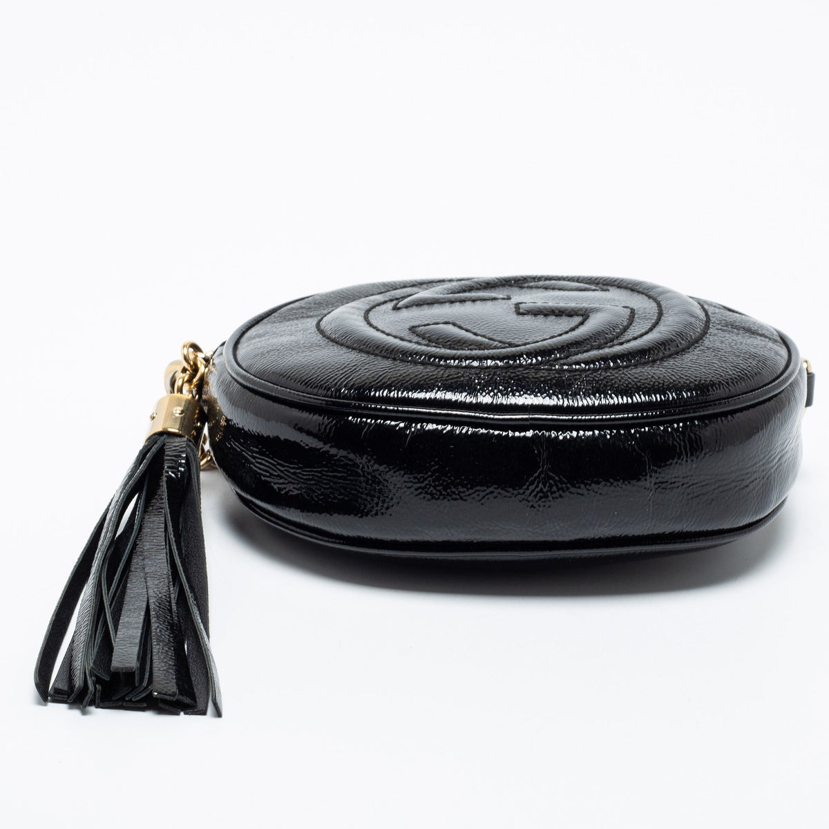 Gucci Black Patent Leather Mini Soho Chain Shoulder Bag
