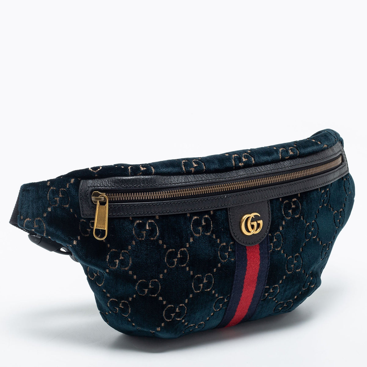 Gucci Blue GG Velvet Web Belt Bag