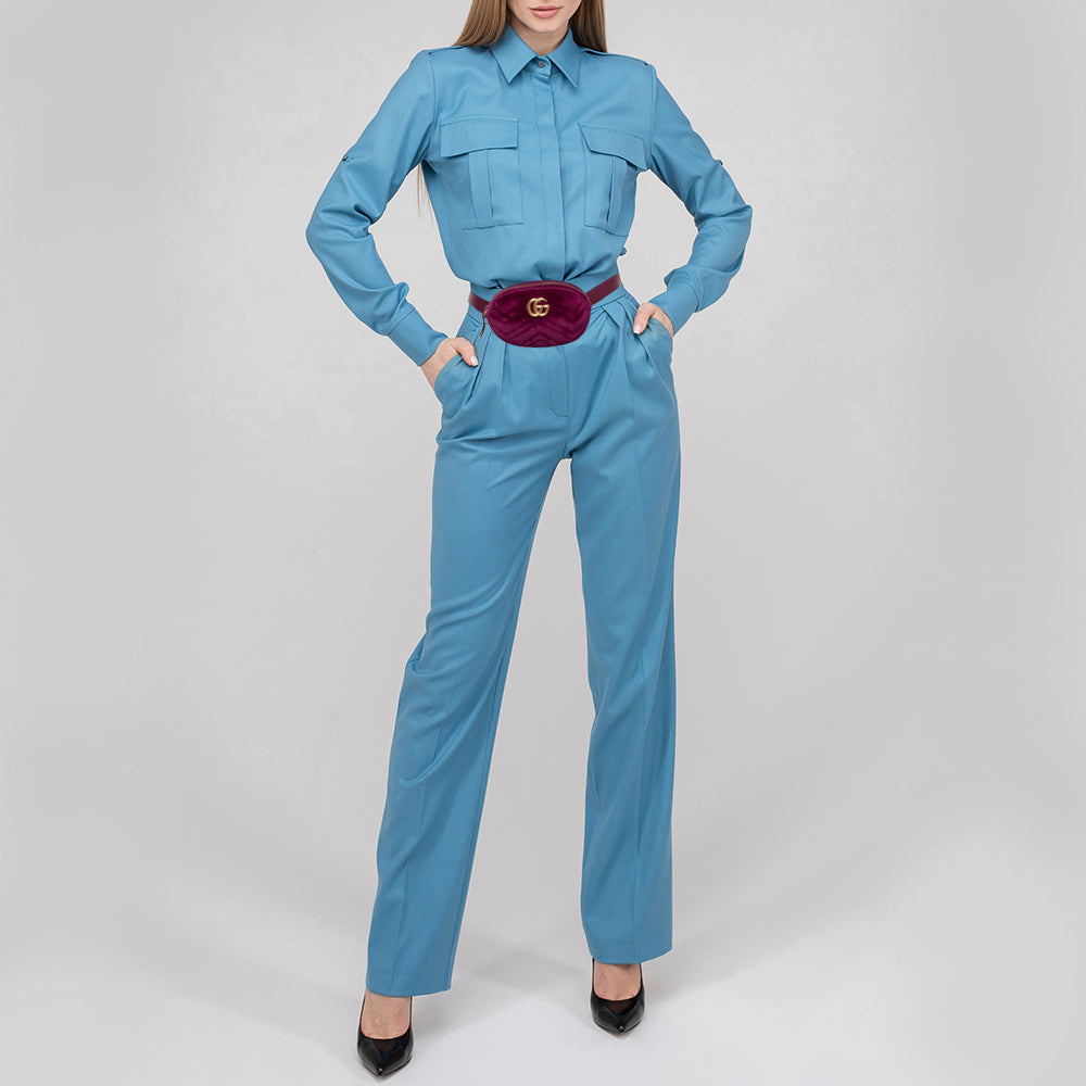 Gucci Purple Matelasse Velvet GG Marmont Belt Bag