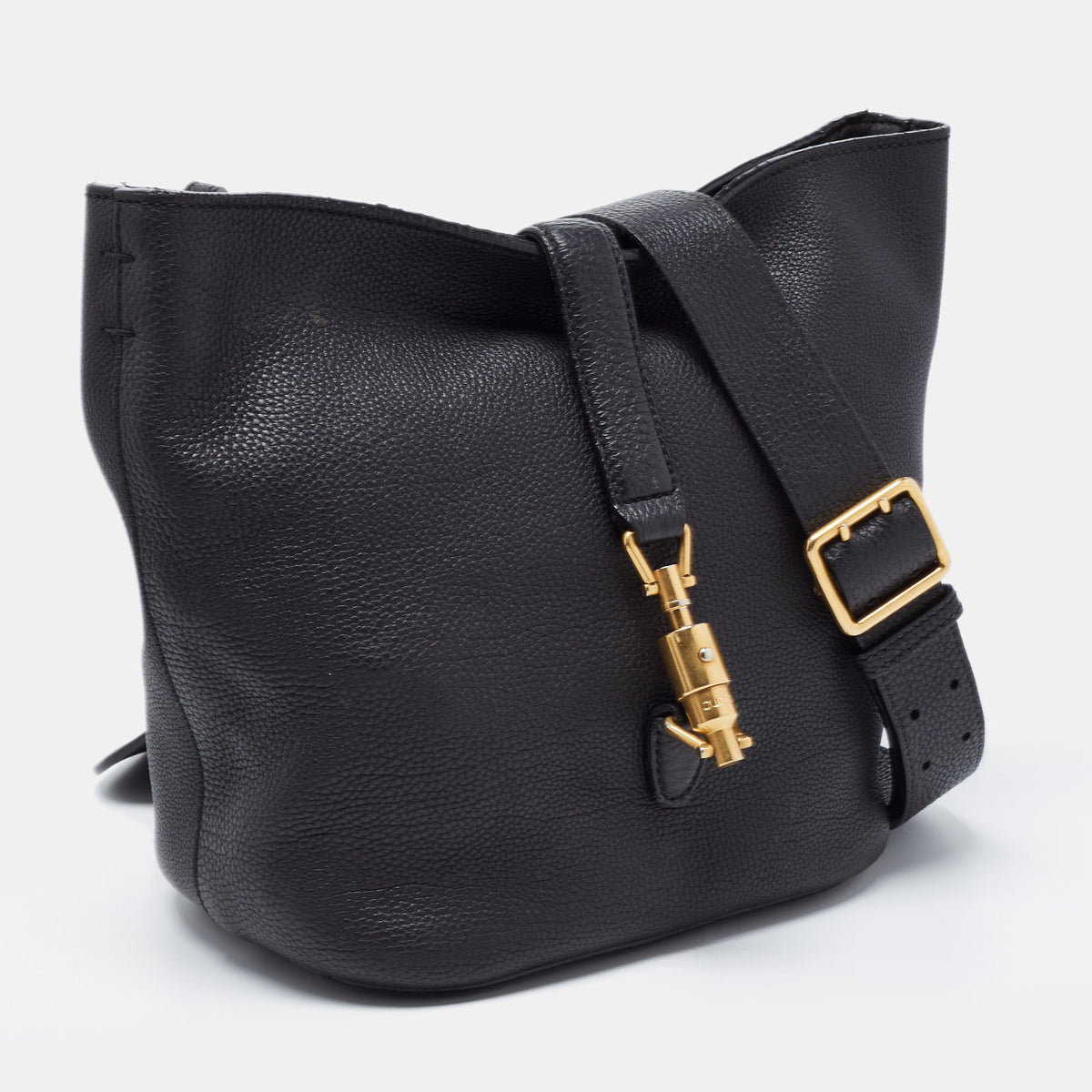 Gucci Black Leather Small Jackie Bucket Bag