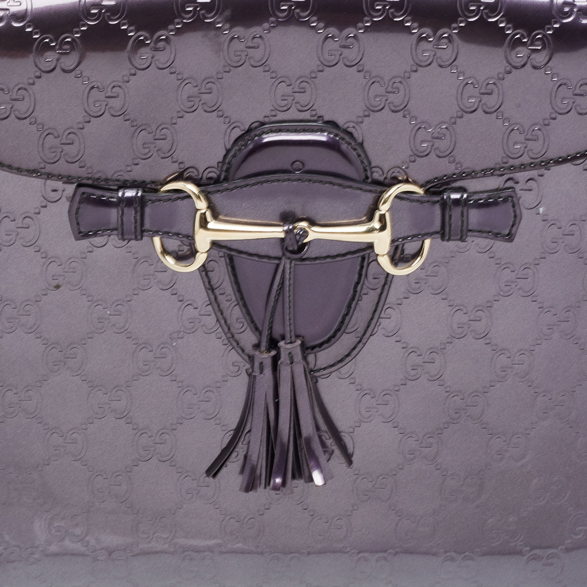 GUCCI Purple ssima Patent Leather Large Emily Chain Shoulder Bag