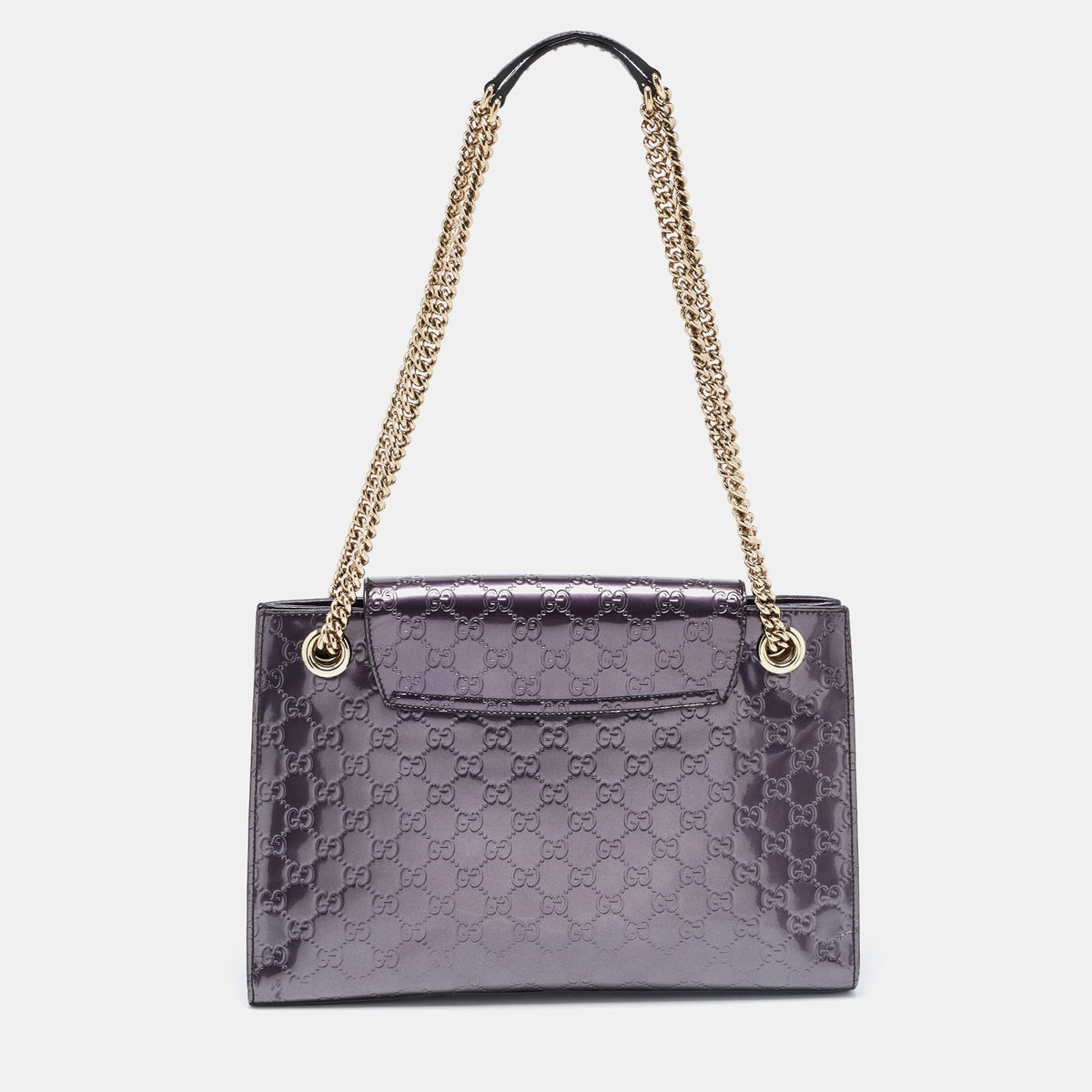 GUCCI Purple ssima Patent Leather Large Emily Chain Shoulder Bag