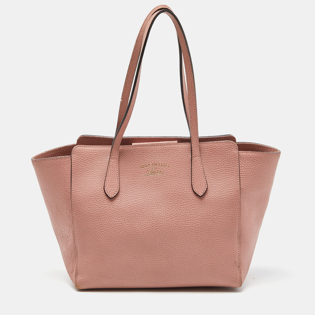 GUCCI Pink Pebbled Leather Small Swing Tote