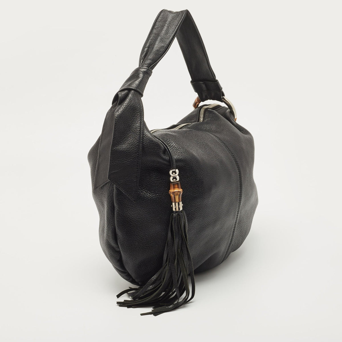 GUCCI Black Leather Medium Jungle Hobo