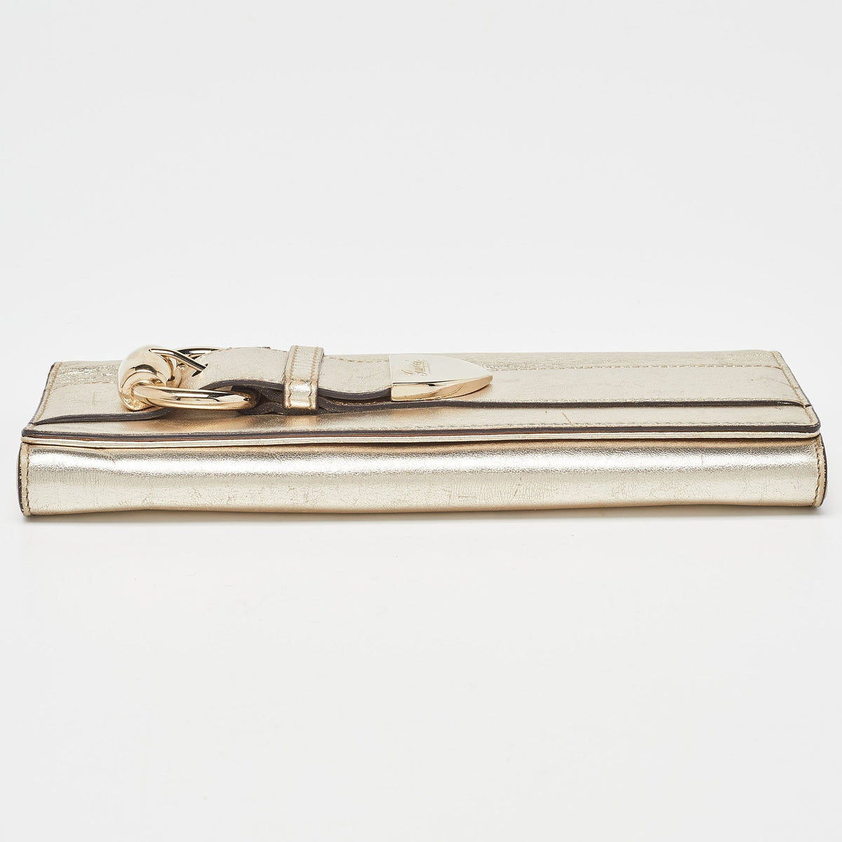 GUCCI Gold Leather Romy Clutch