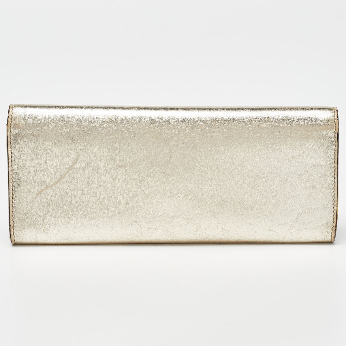 GUCCI Gold Leather Romy Clutch
