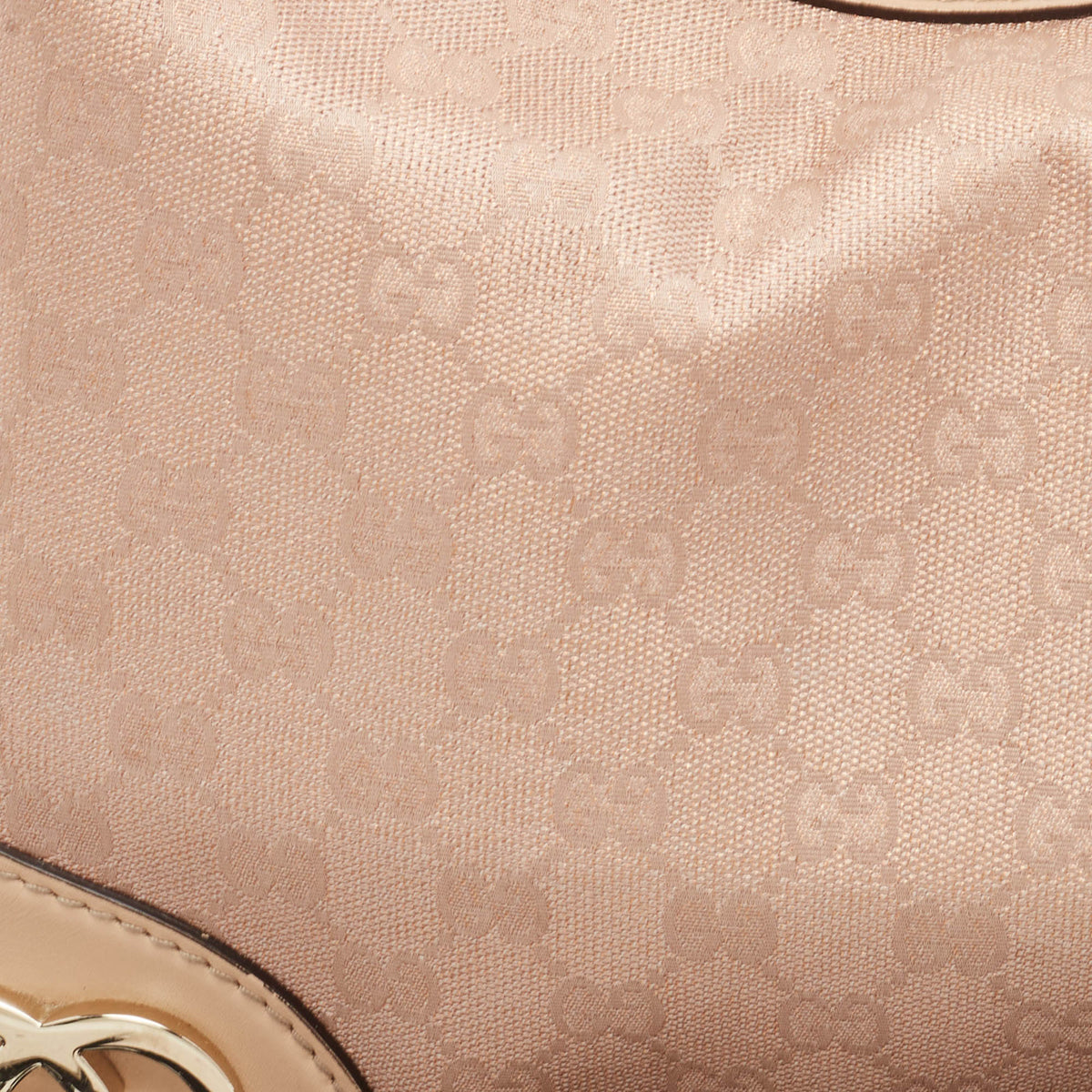 GUCCI Beige/Metallic Pink GG Canvas and Leather Medium Lovely Hobo