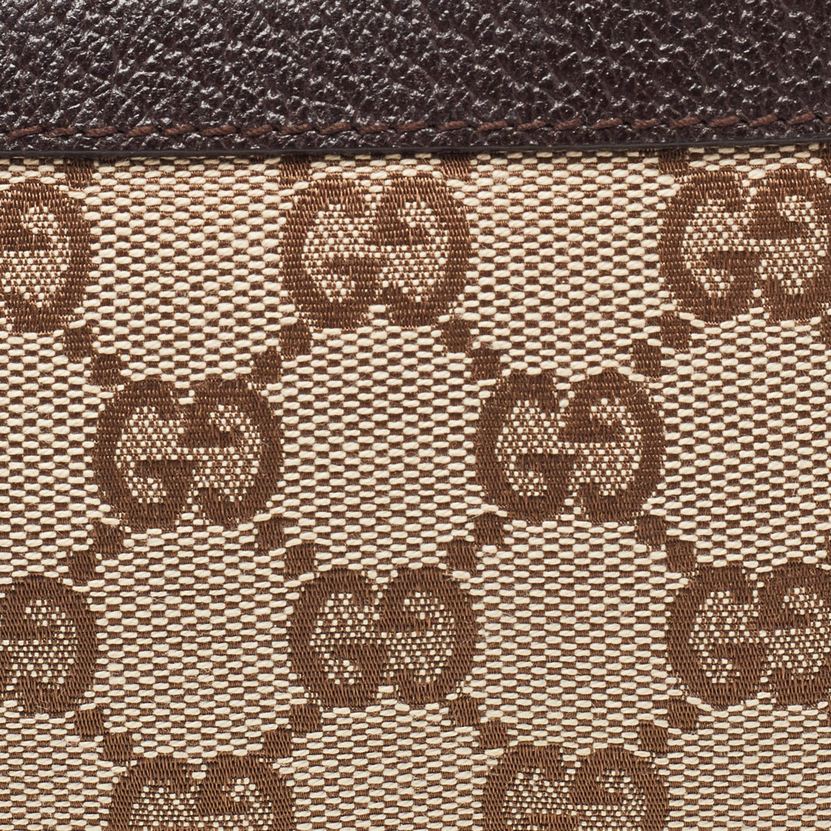 GUCCI Beige/Brown GG Canvas and Leather Zip Pouch