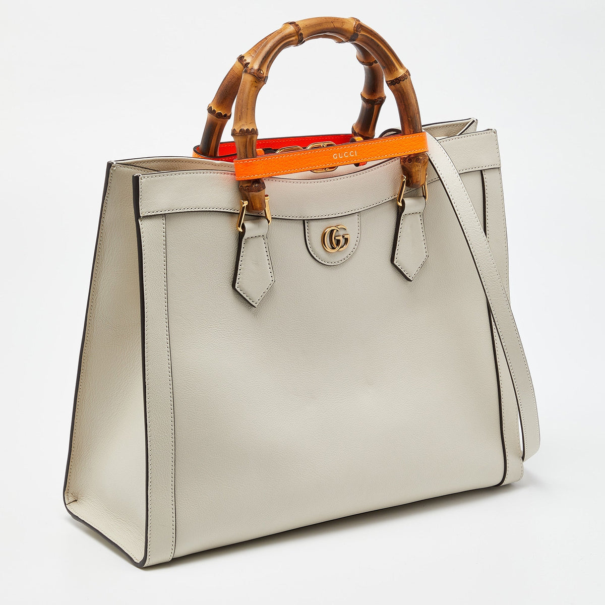 GUCCI Off White Leather Medium Diana Tote