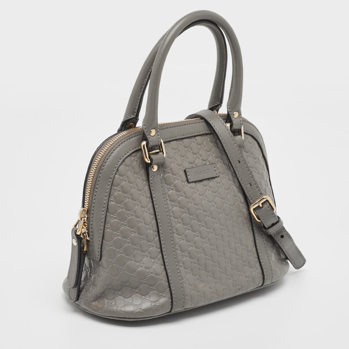 GUCCI Grey Microssima Leather Mini Dome Bag