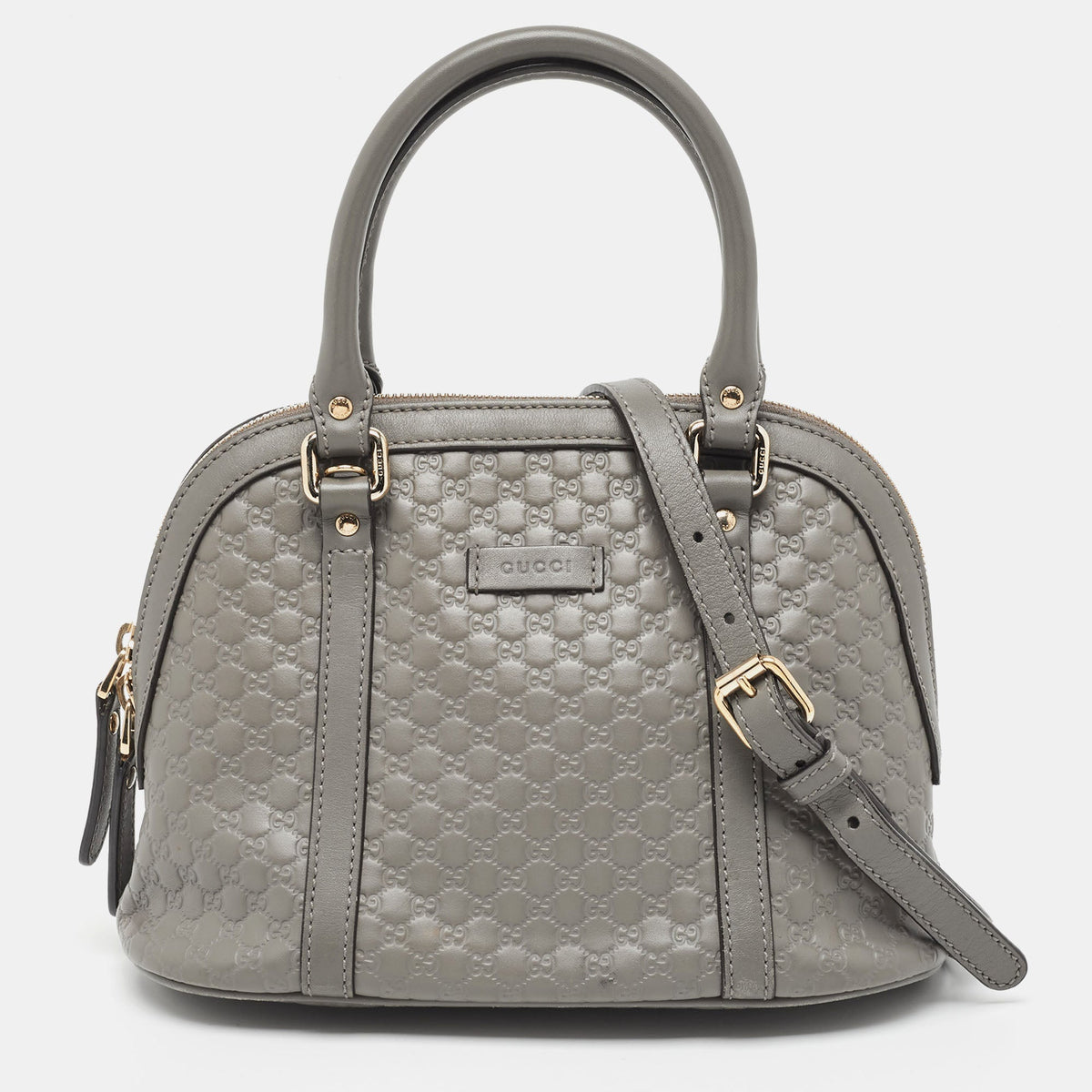 GUCCI Grey Microssima Leather Mini Dome Bag