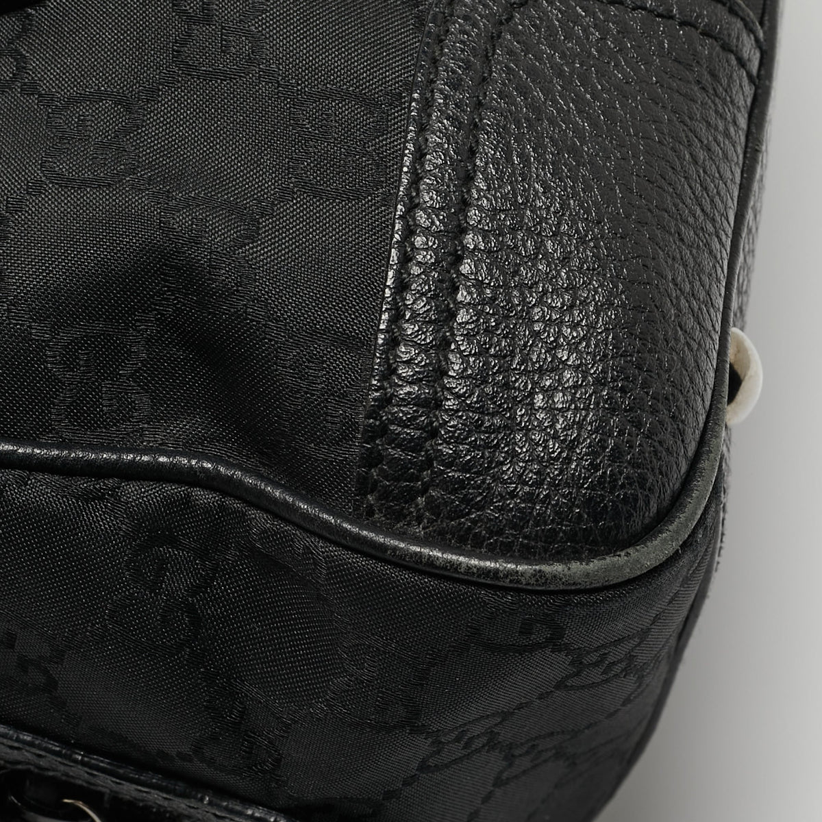 GUCCI Black GG Nylon and Leather Princy Boston Bag
