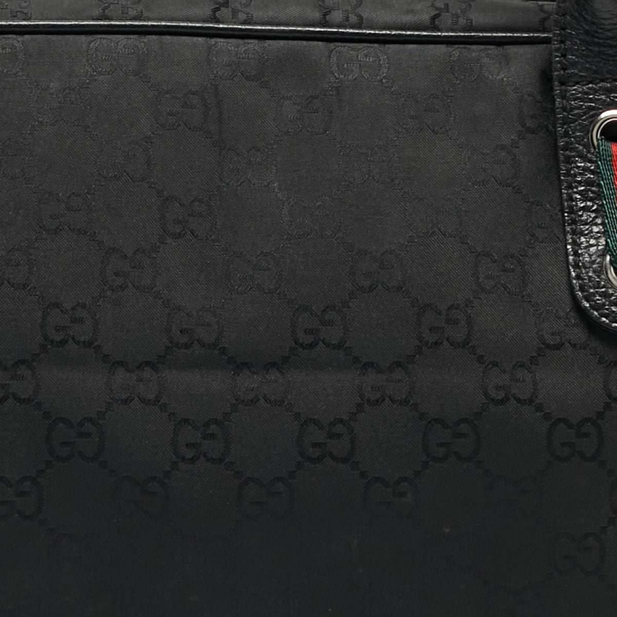 GUCCI Black GG Nylon and Leather Princy Boston Bag
