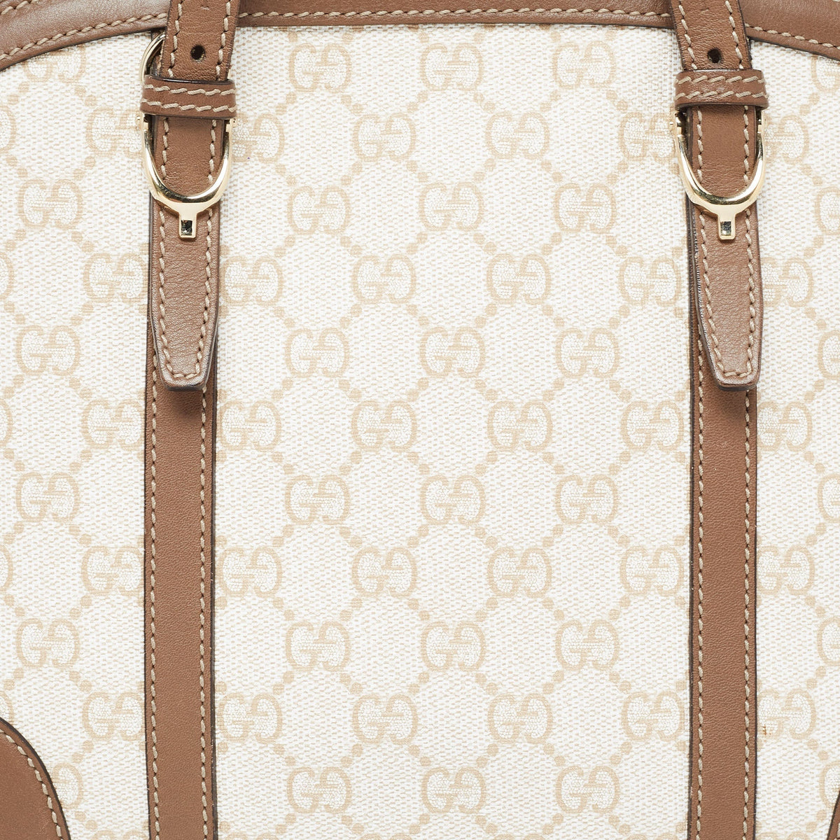 GUCCI Brown/Beige GG Supreme Canvas and Leather Nice Dome Satchel
