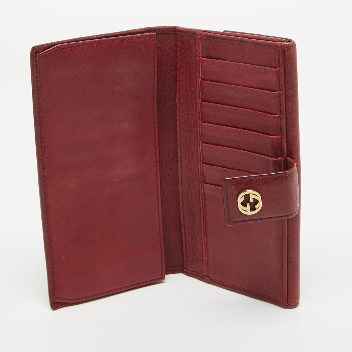 GUCCI Red Leather Interlocking G Continental Wallet
