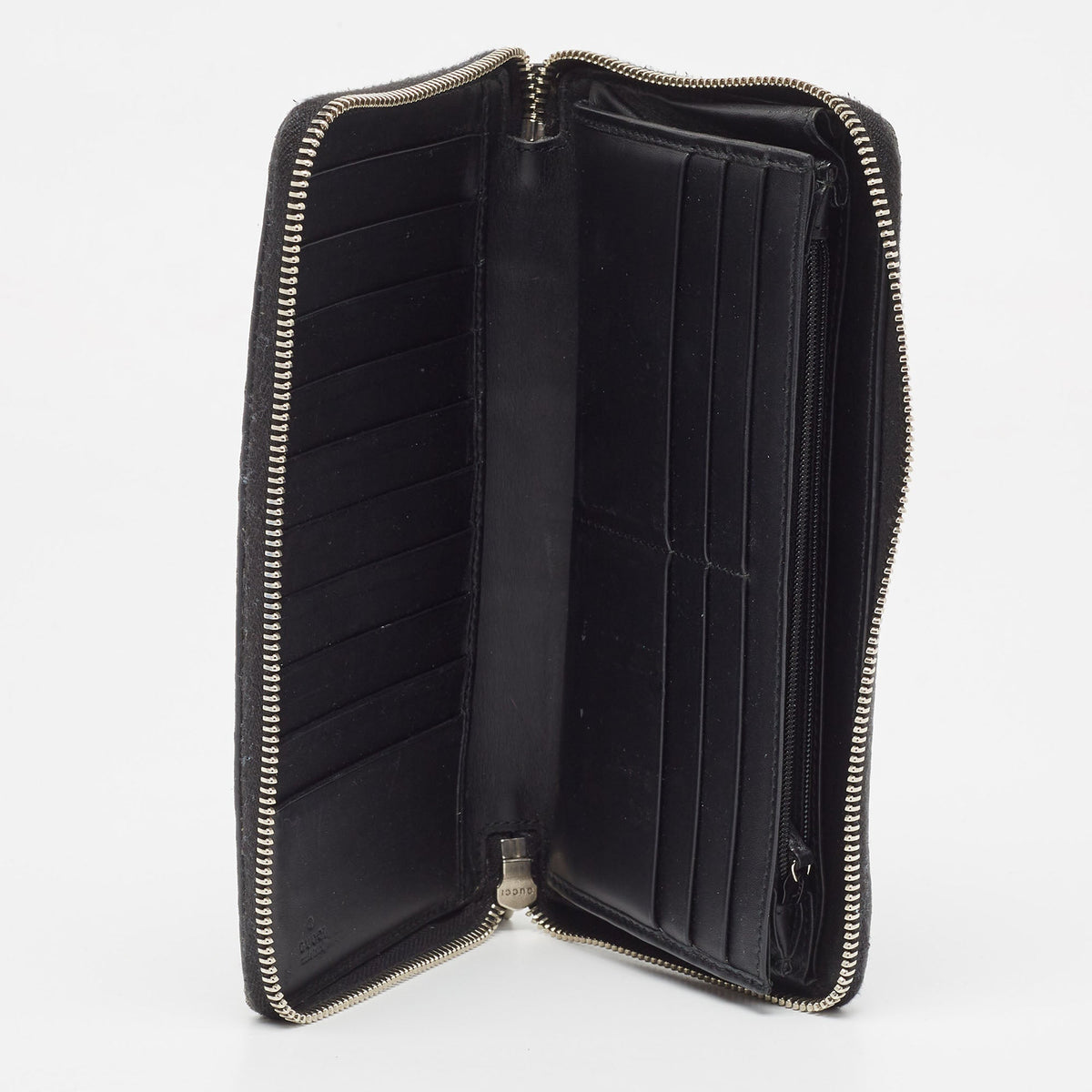 GUCCI Black GG Supreme Canvas New Web Continental Wallet