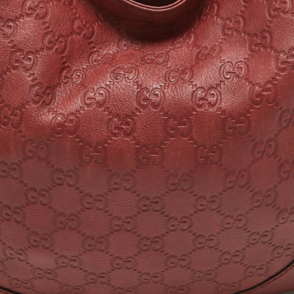GUCCI Red ssima Leather Charlotte Hobo