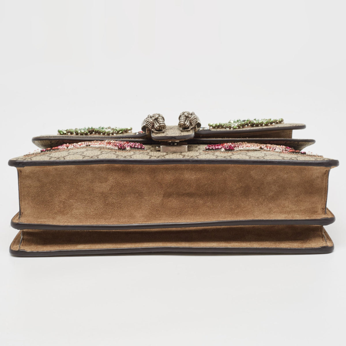 GUCCI Beige GG Supreme Canvas and Suede Medium Dubai Exclusive Dionysus Embellished Shoulder Bag