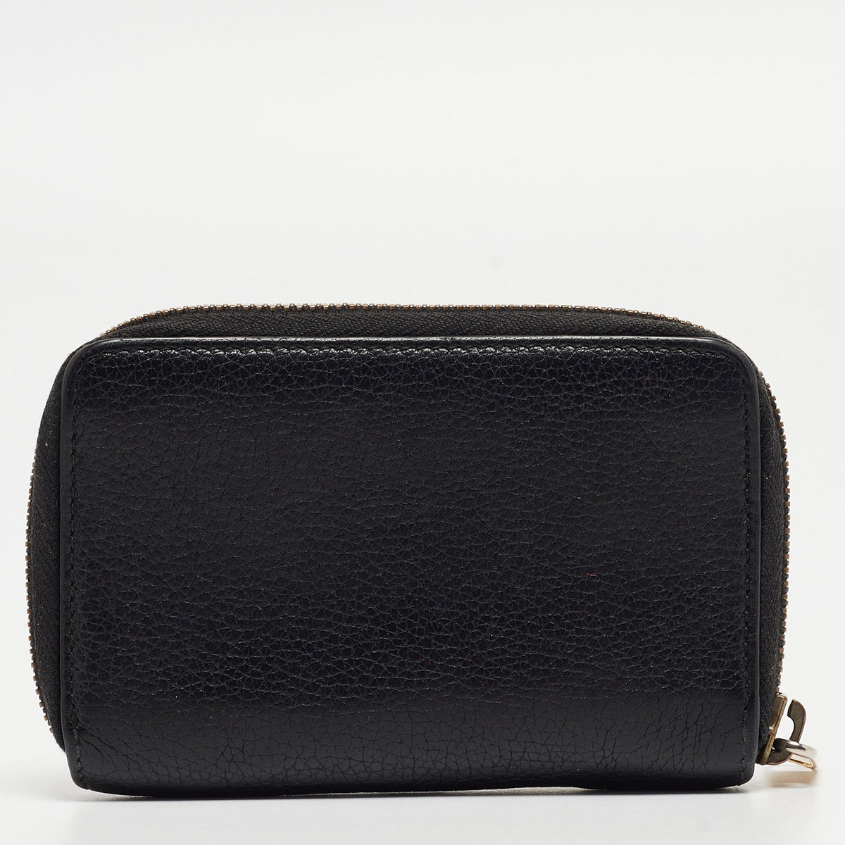 GUCCI Black Leather Logo Zip Purse