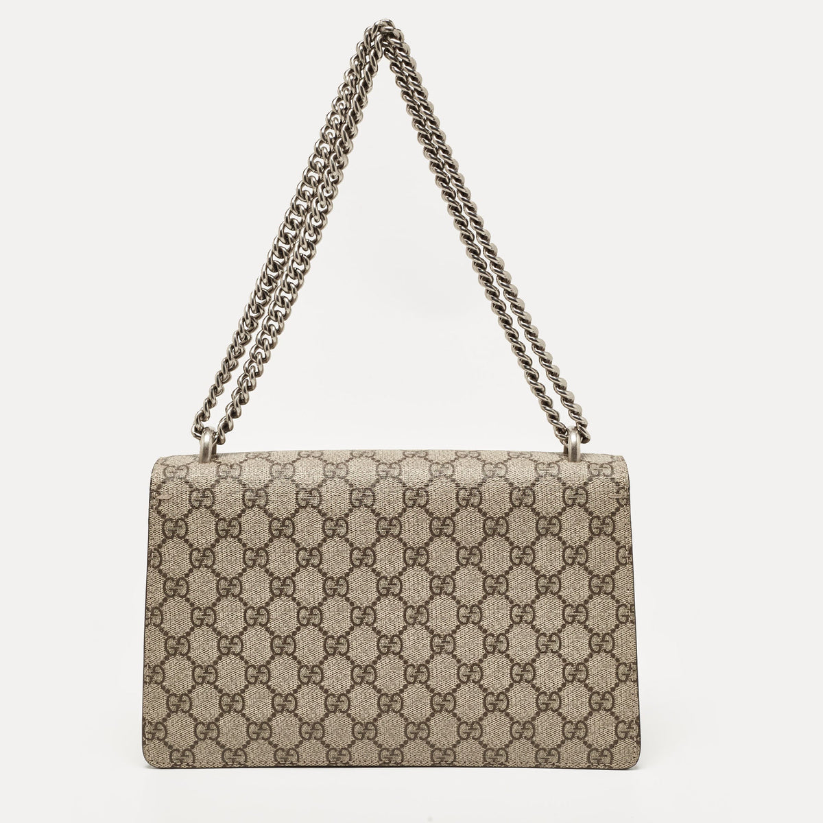GUCCI Beige GG Supreme Canvas and Suede Small Dionysus Shoulder Bag