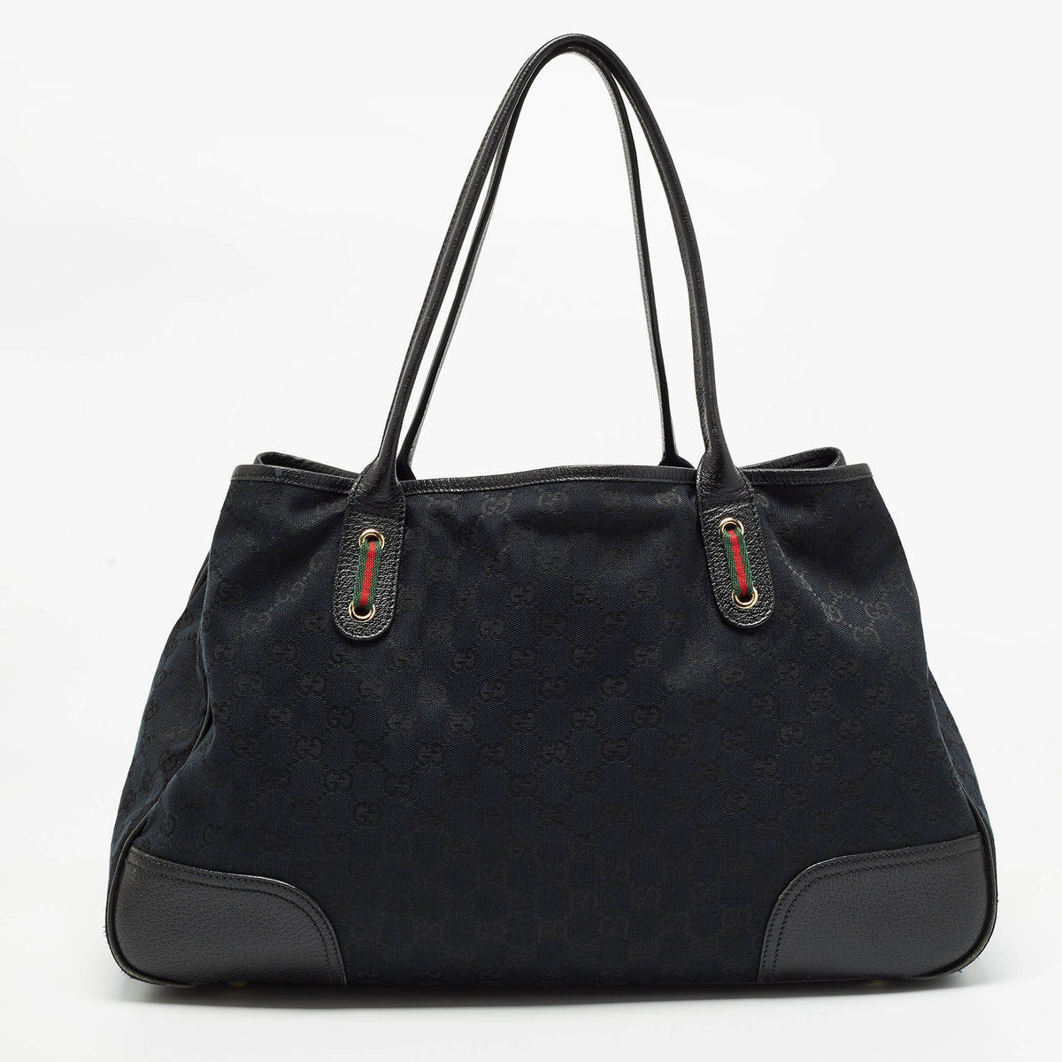 GUCCI Black GG Canvas and Leather Large Princy Tote