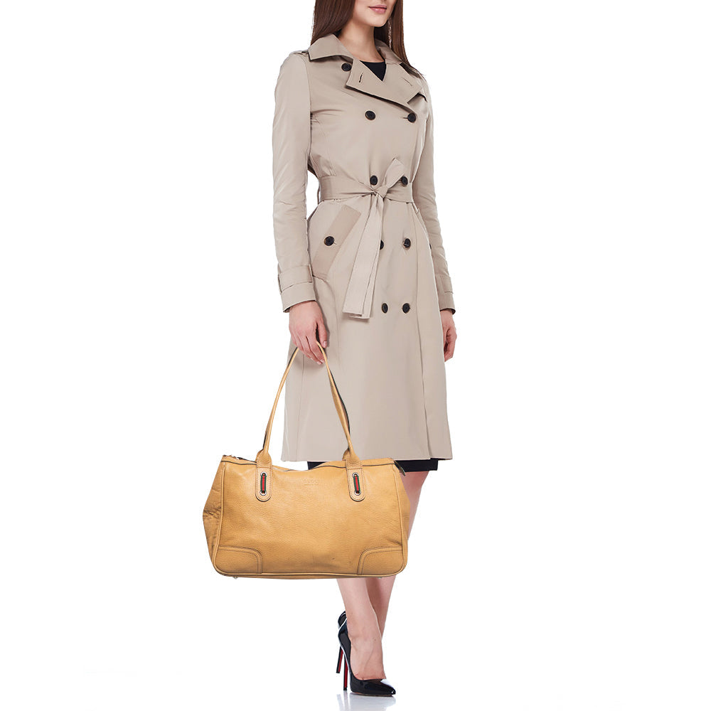 GUCCI Beige Leather Princy Shopper Tote