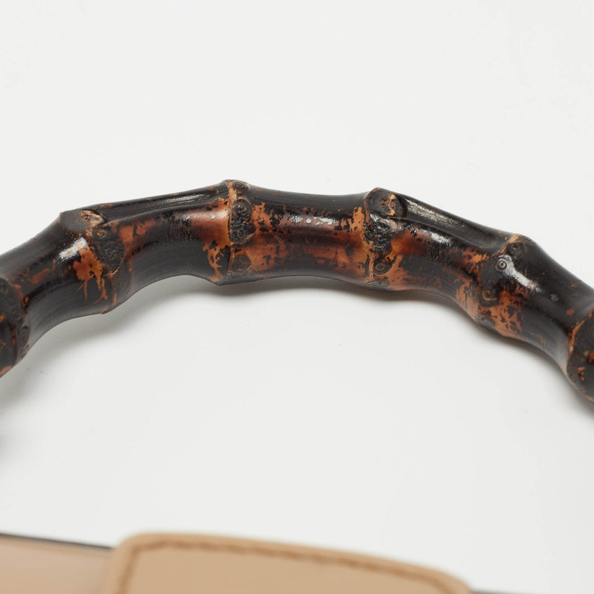 GUCCI Beige Glossy Leather Mini Lady Lock Bamboo Top Handle Bag