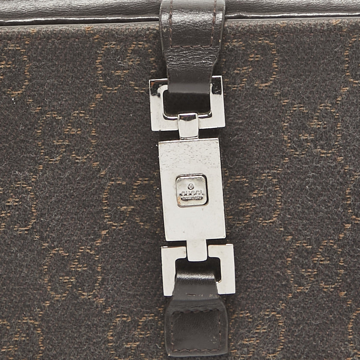 GUCCI Dark Brown GG Canvas and Leather Jackie Continental Wallet
