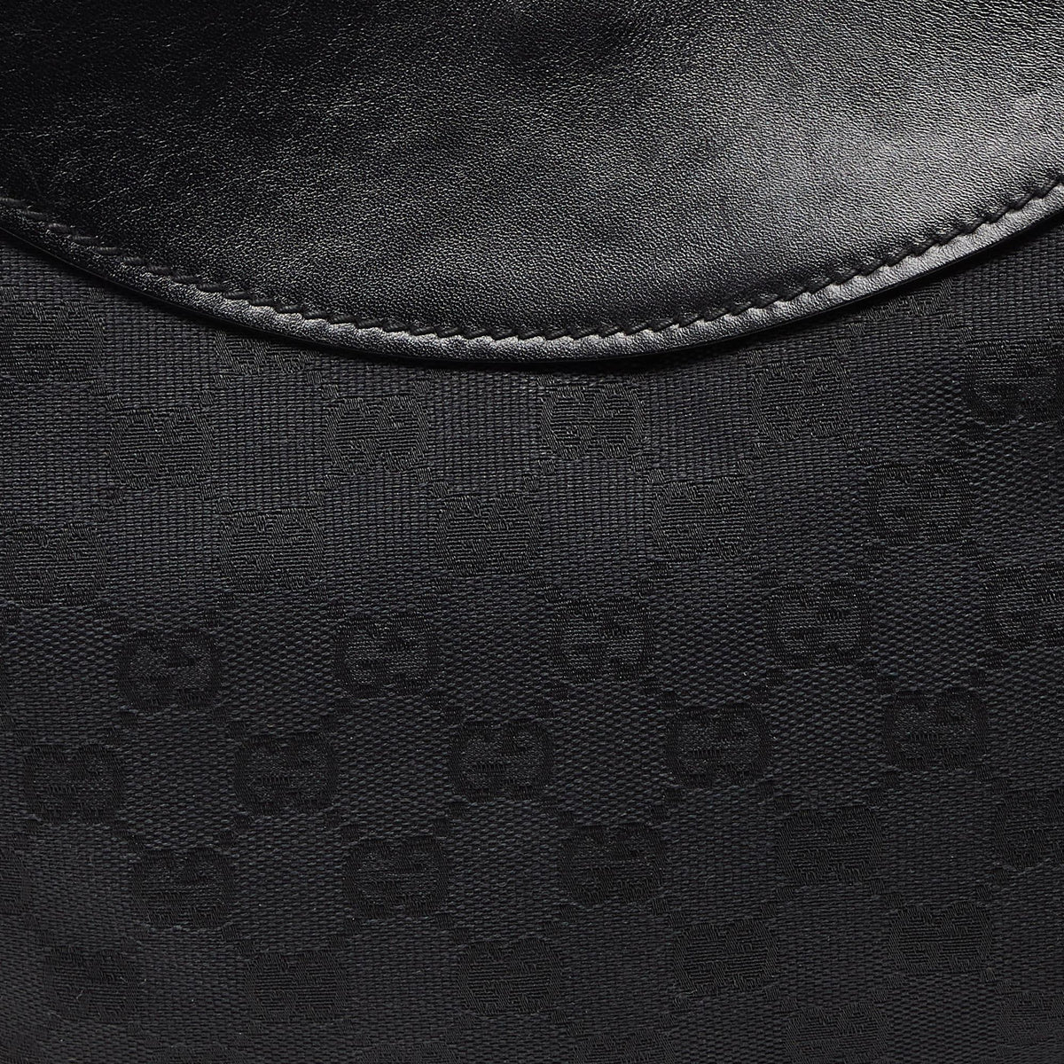 GUCCI Black GG Canvas and Leather Hobo
