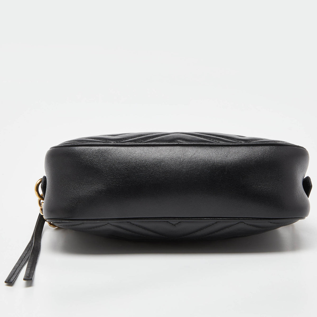 GUCCI Black Matelasse Leather GG Marmont Camera Crossbody Bag