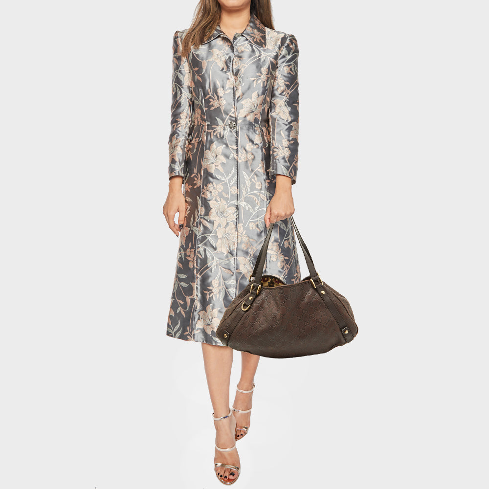 GUCCI Brown ssima Leather Medium Abbey Hobo