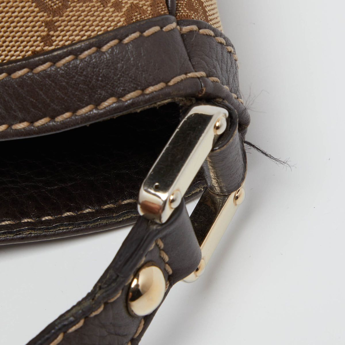 GUCCI Beige/Brown GG Canvas and Leather New Ladies Web Hobo