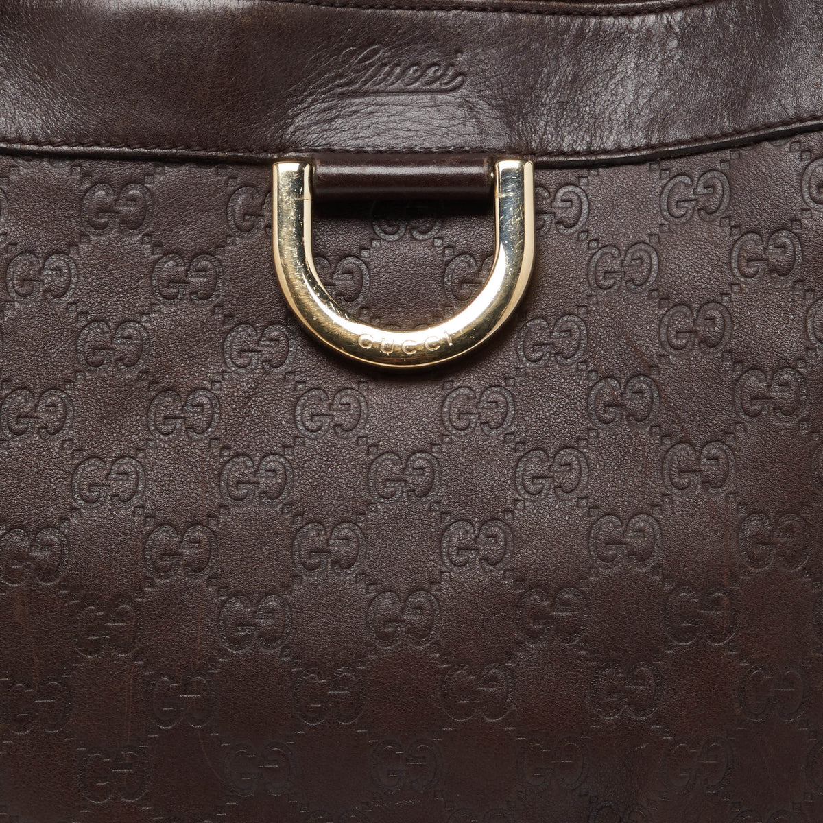 GUCCI Brown ssima Leather D Ring Tote