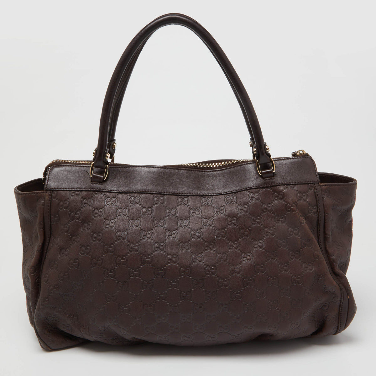 GUCCI Brown ssima Leather D Ring Tote