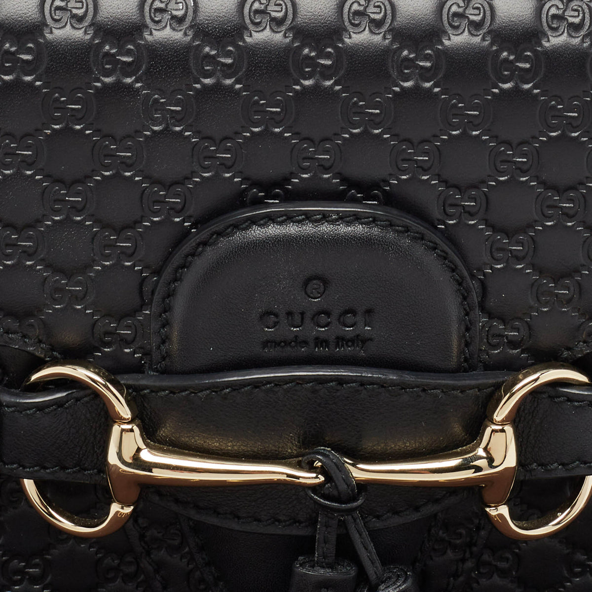 GUCCI Black Microssima Leather Medium Emily Shoulder Bag